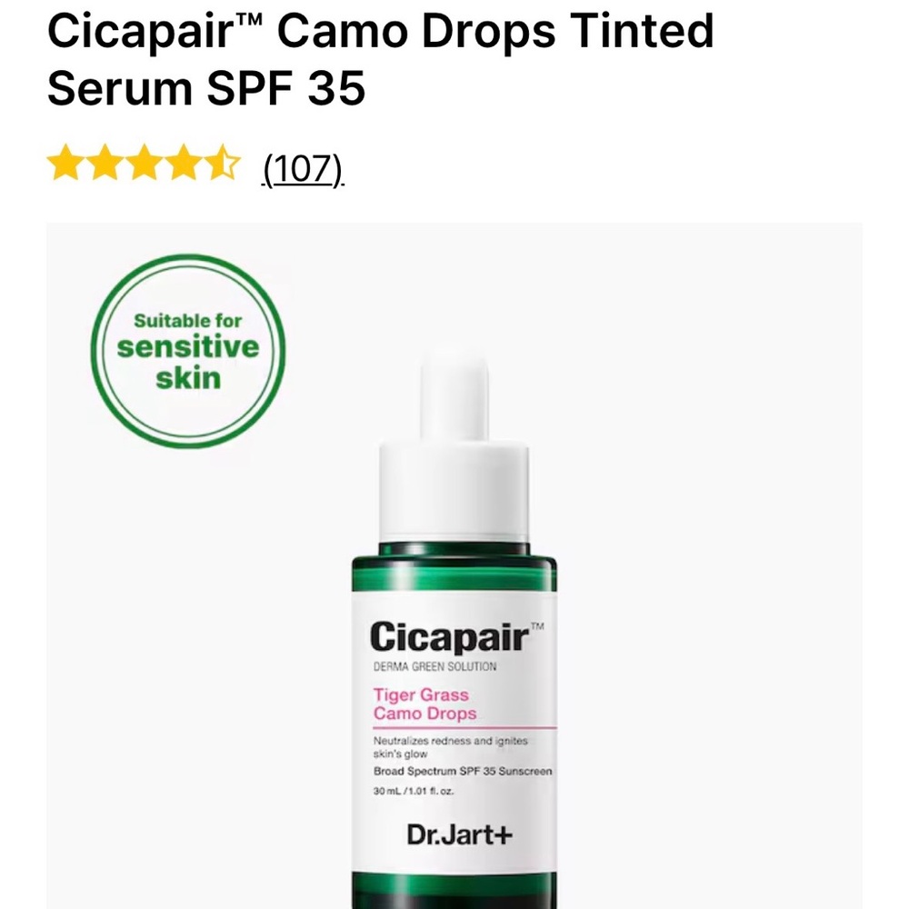 NEW Dr. Jart+ cicapair tiger grass camo drops